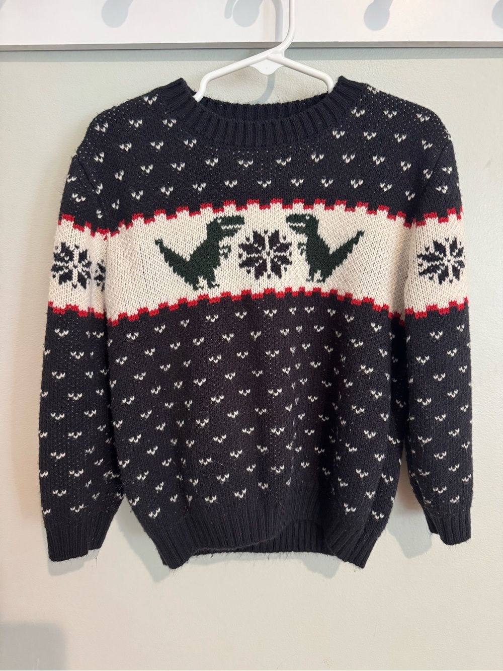 H&M Navy Fair Isle Sweater with White, Green and Red Accents- Boys size 5/6